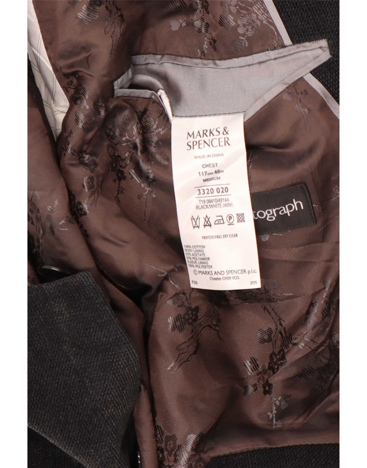 Marks & Spencer Męska marynarka z autografem, zapinana na 2 guziki, UK 46 XL, szara bawełna