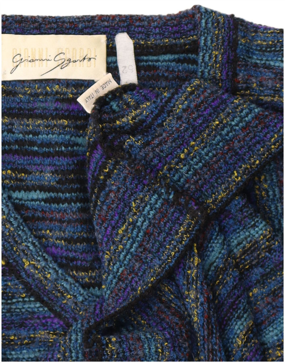 GIANNI SGARBI Męski sweter z dekoltem w kształcie litery V IT 52, duży, niebieski, wełniany w cętki