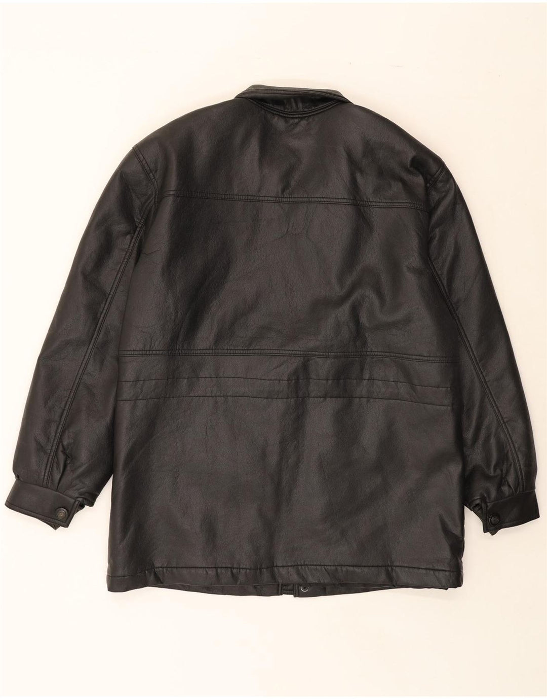 NUTSHELL Mens Faux Leather Windbreaker Jacket UK 40 Large Black Polyvinyl Vintage Nutshell and Second-Hand Nutshell from Messina Hembry 