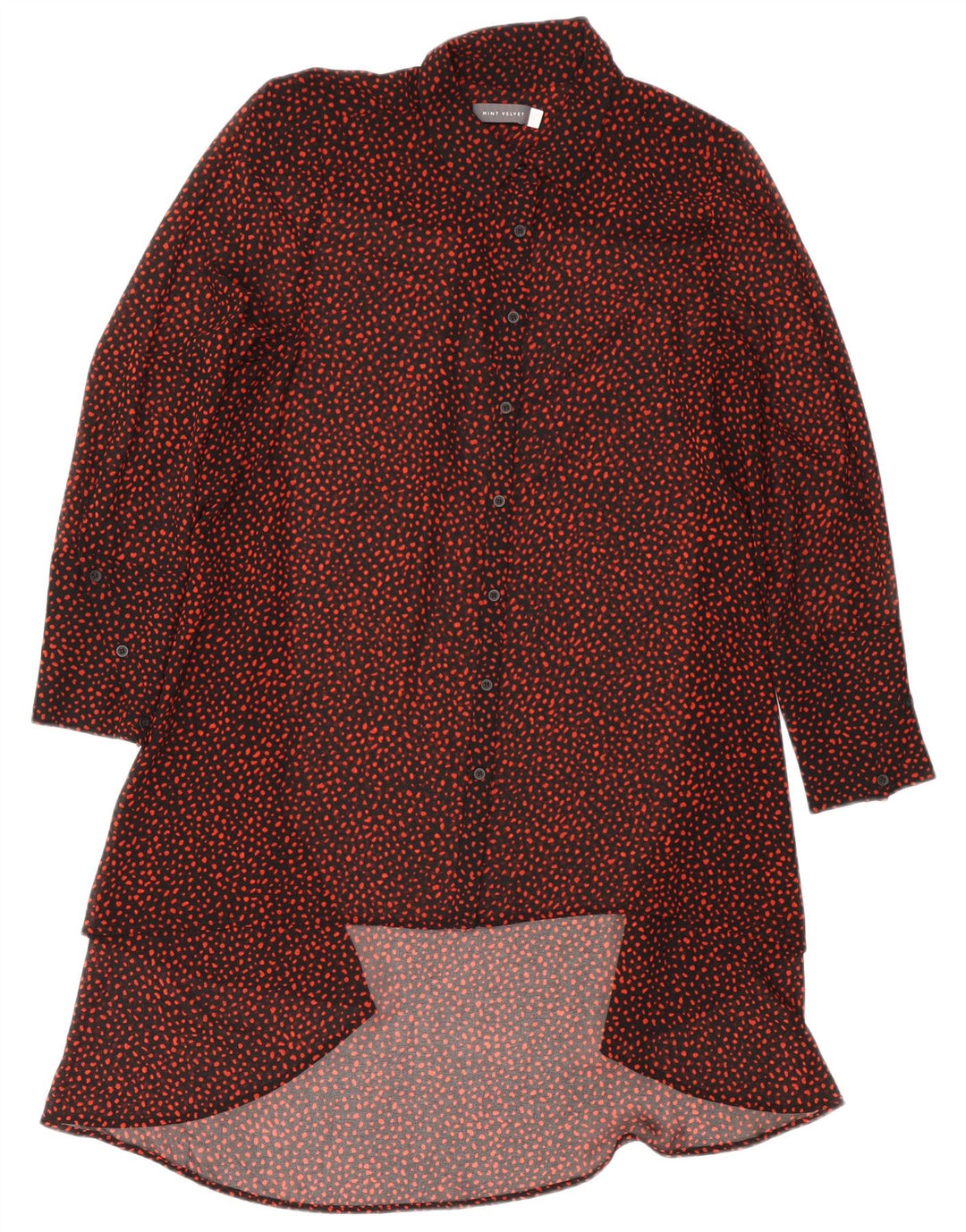 Damska sukienka koszulowa z długim rękawem MINT VELVET UK 12 Średnia czarna w cętki