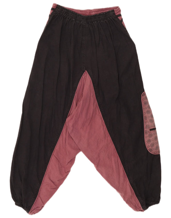 Damskie spodnie haremowe Guru Joggers Medium W28 L23 Czarna bawełna z blokami kolorów