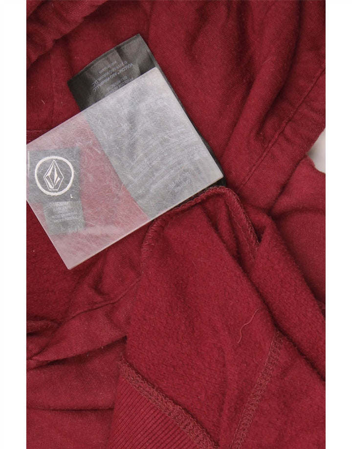 VOLCOM Mens Hoodie Jumper Large Burgundy Cotton