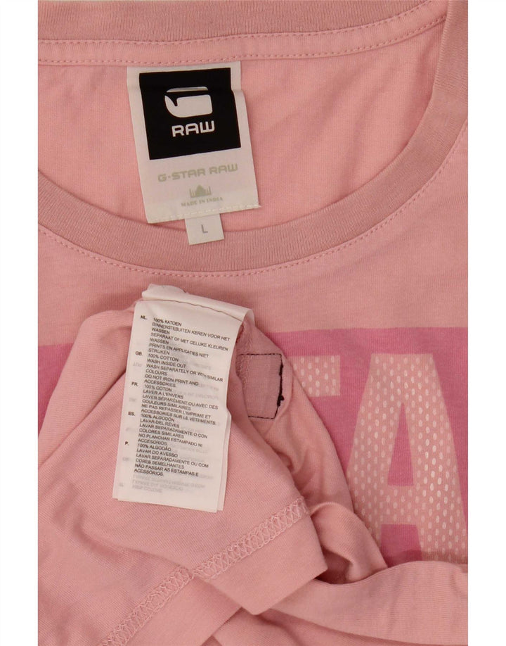 Męski T-shirt z grafiką G-Star, duży, różowy, bawełniany