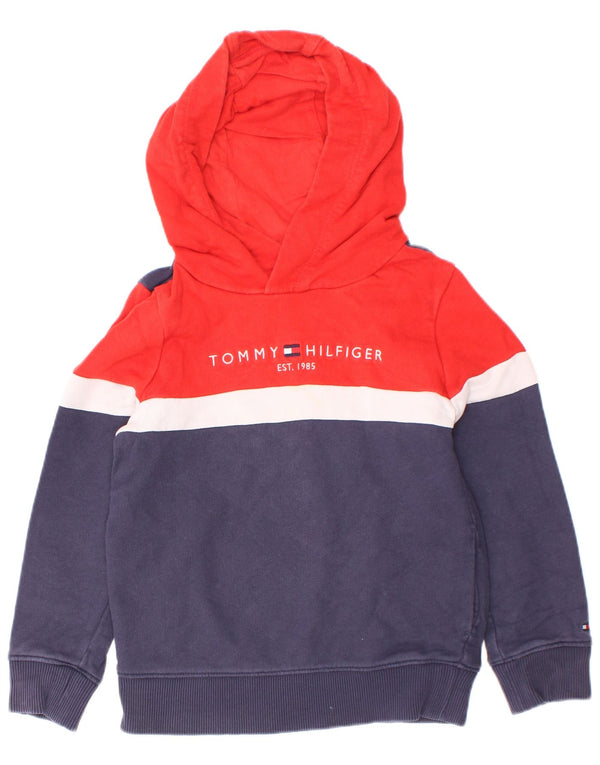 Chłopięcy sweter z kapturem Tommy Hilfiger z grafiką 3-4 lata, granatowy, z blokami kolorów