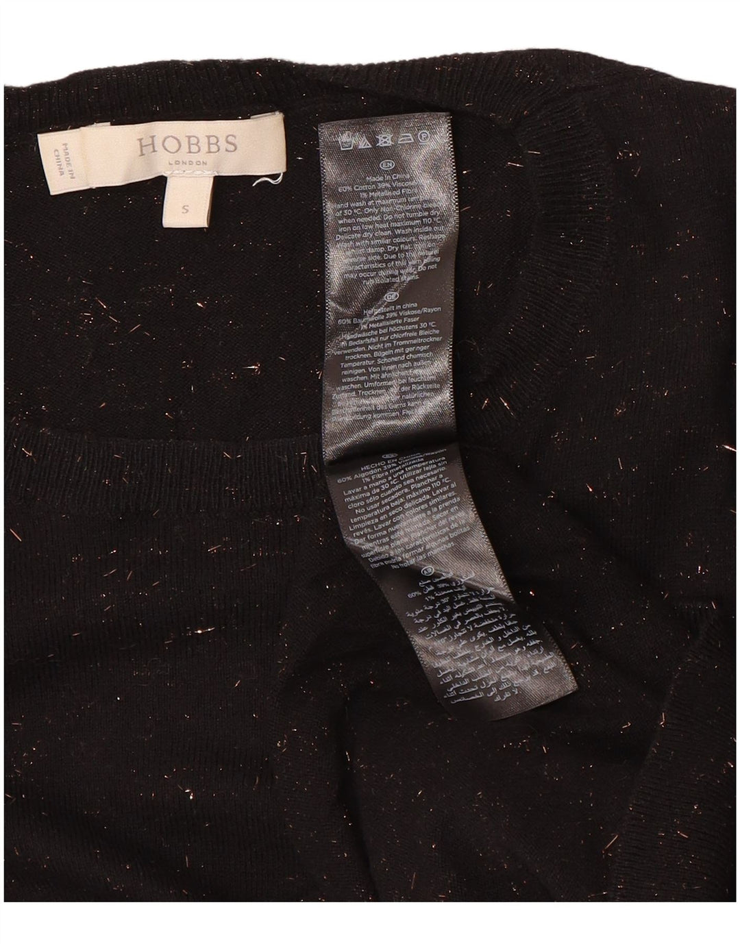 Sweter damski Hobbs z okrągłym dekoltem UK 10, mały, czarny, z bawełny w plamki