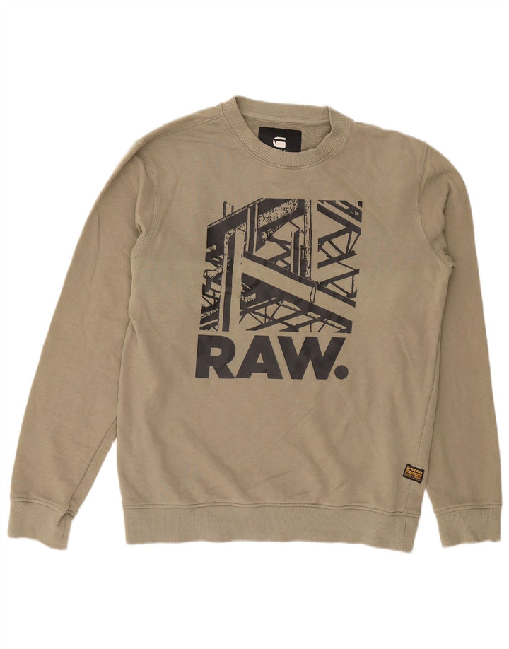 Męska bluza z grafiką G-Star, średnia bawełna khaki