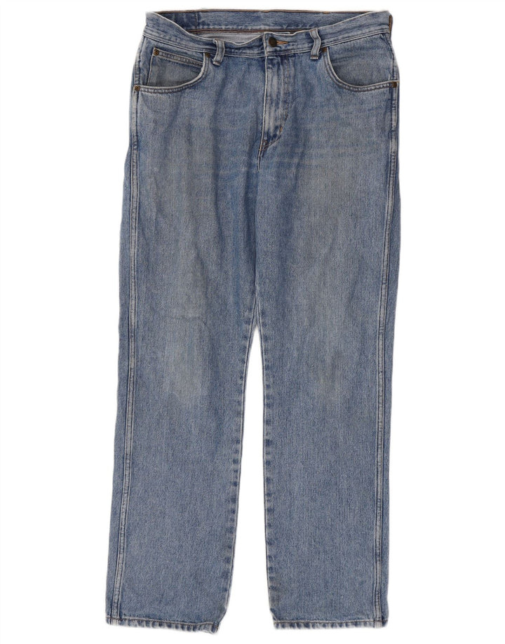 Męskie jeansy Wrangler o prostym kroju W34 L32, niebieska bawełna