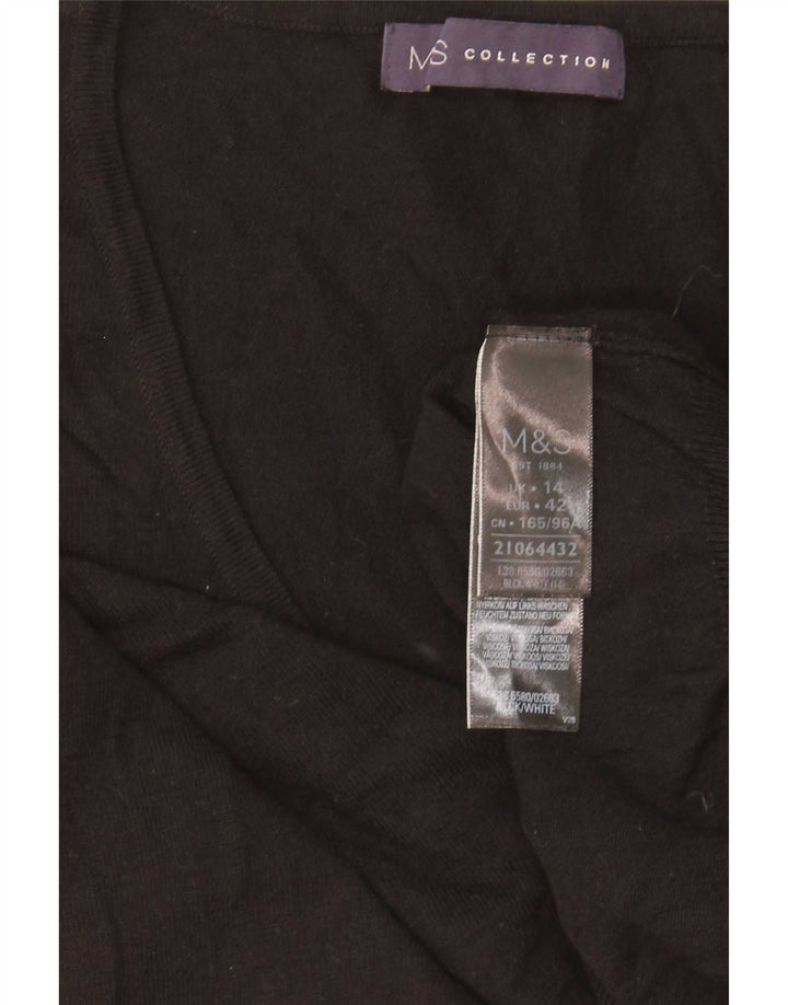 Sweter damski Marks & Spencer z dekoltem w kształcie litery V, UK 14, średni czarny wiskoza