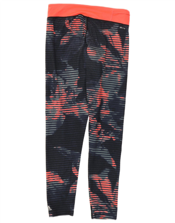 Damskie legginsy Adidas Crop UK 8/10 Małe niebieskie paski z poliestru