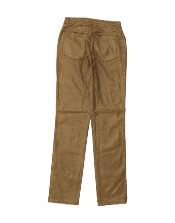 MOSCHINO Womens Straight Casual Trousers W28 L29 Gold Cotton