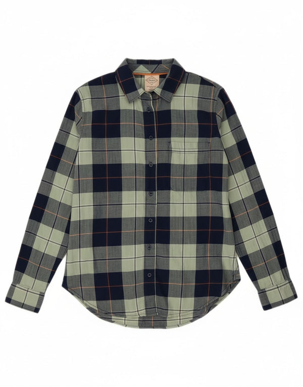 Klasyczna koszula flanelowa damska St John's Bay UK 6 XS, bawełniana w granatową kratkę