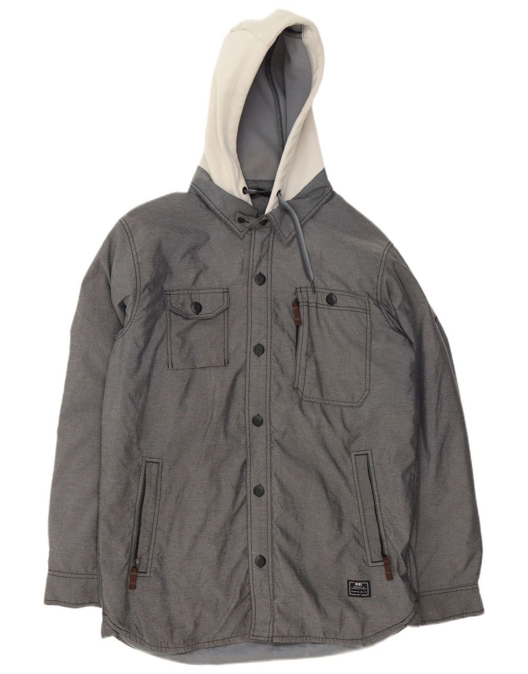 Męska kurtka wiatrówka z kapturem Nike UK 36 Mały szary poliester z blokami kolorów