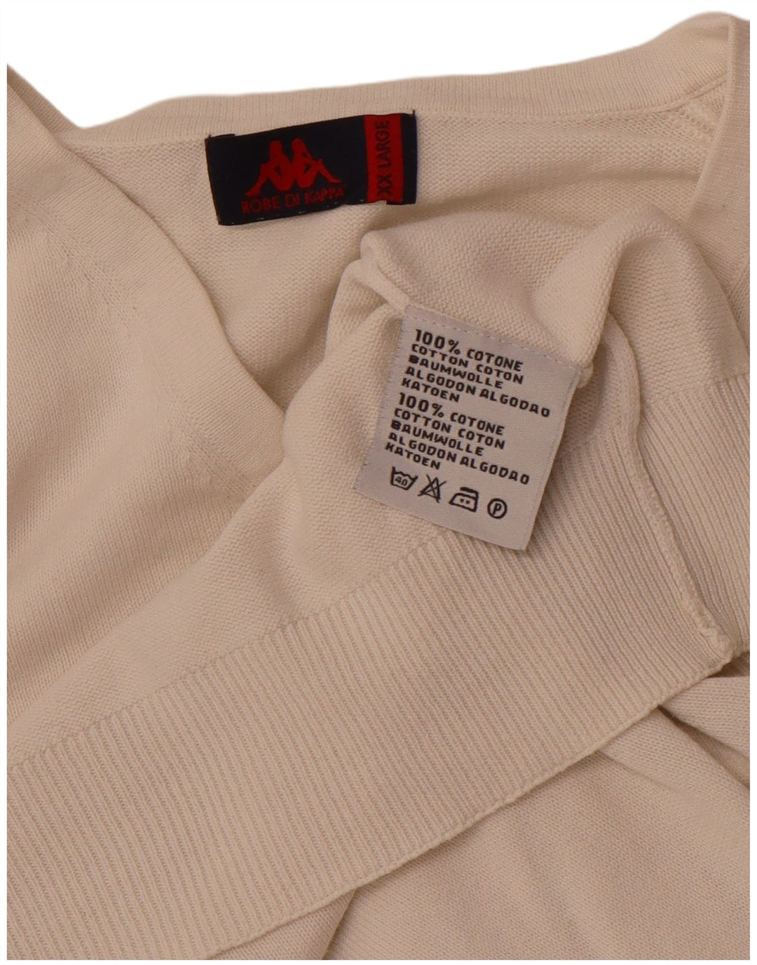 Męski podkoszulek KAPPA z kamizelką 2XL w kolorze złamanej bieli, bawełniany