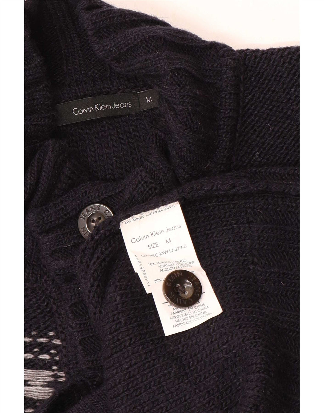 Męski sweter zapinany na guziki Calvin Klein Jeans, średni granatowy