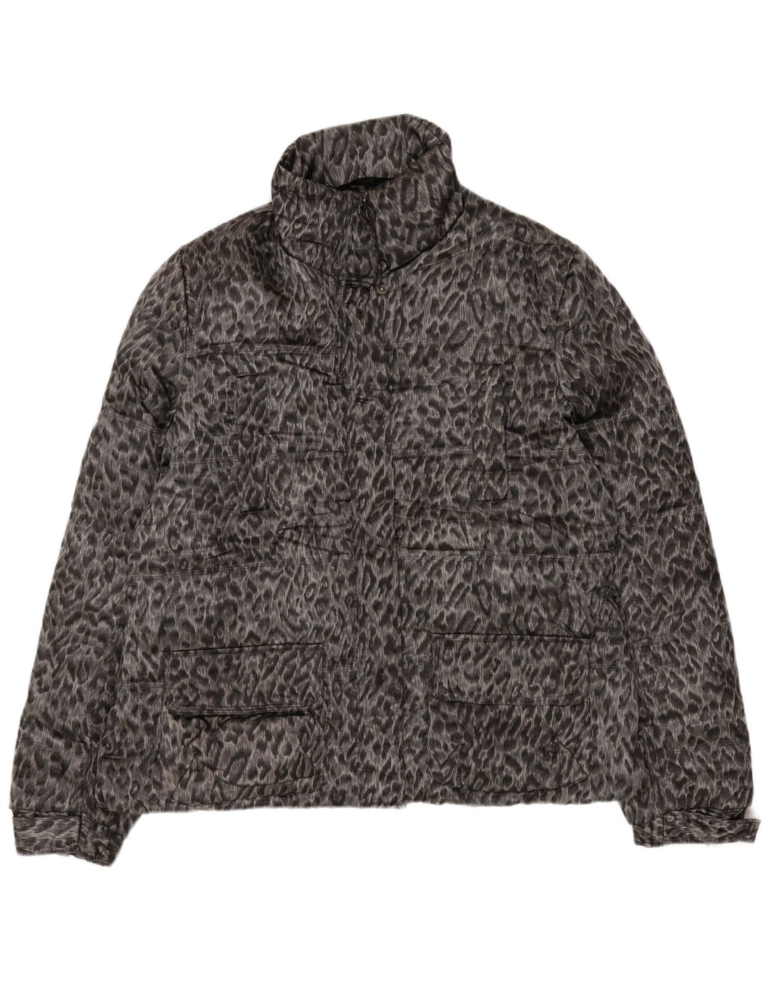 Damska ocieplana kurtka Zara UK 18 XL Szara, poliestrowa z nadrukiem zwierzęcym