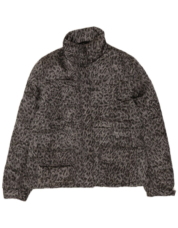 Damska ocieplana kurtka Zara UK 18 XL Szara, poliestrowa z nadrukiem zwierzęcym