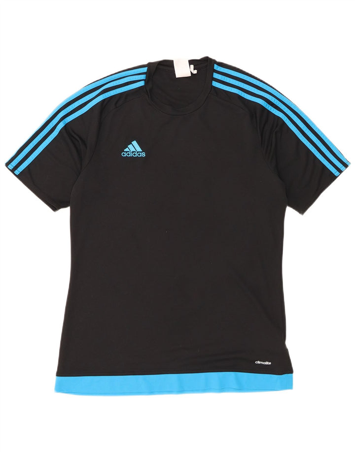 Męska koszulka Adidas Climalite Top, średni czarny poliester z blokami kolorów