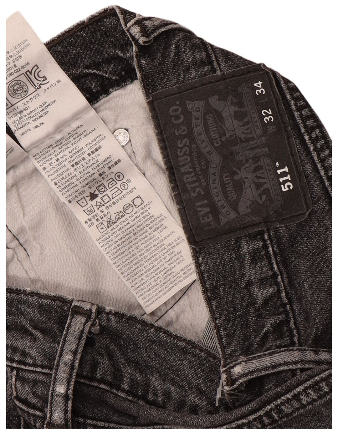 Męskie jeansy Levi's 511 Slim W32 L32 Szara bawełna