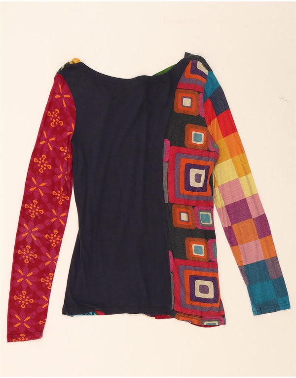 DESIGUAL Damski top graficzny z abstrakcyjnym wzorem, z długim rękawem, UK 10, mały, czerwony