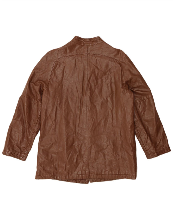VINTAGE Womens Leather Jacket UK 12 Medium Brown