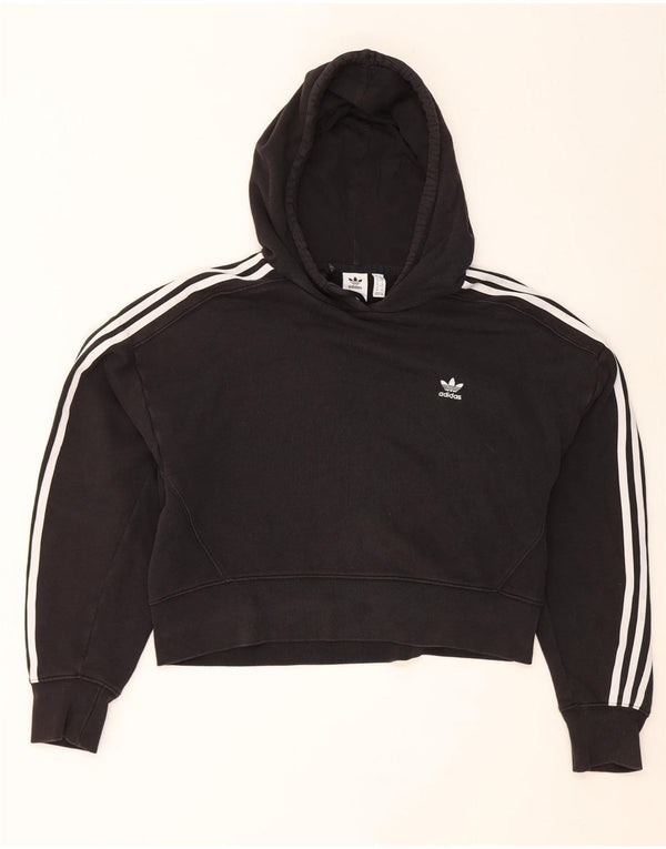 Damska bluza z kapturem Adidas Crop Oversized UK 10 Mała czarna bawełna