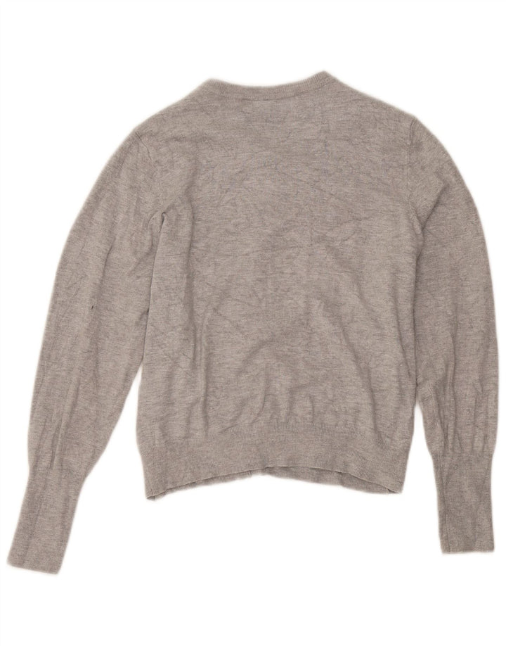 Marks & Spencer Damski sweter rozpinany UK 14, średni szary, nakrapiany