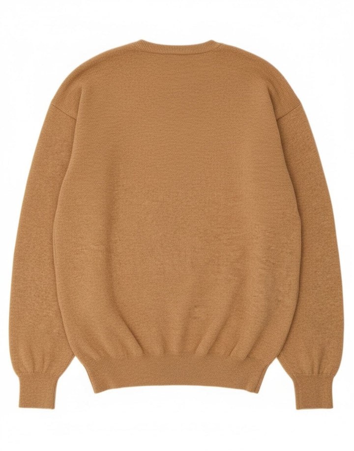Męski sweter Massimo Dutti z dekoltem w kształcie litery V, XL, beżowa wełna