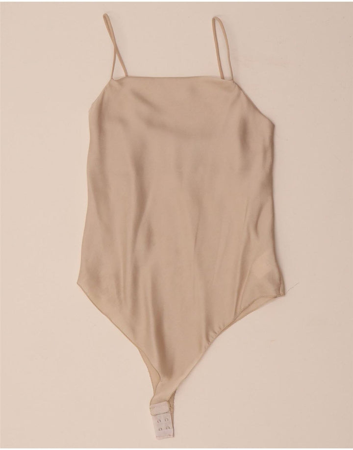 ZUIKI Womens Sleeveless Bodysuit UK 12 Medium Beige Polyester