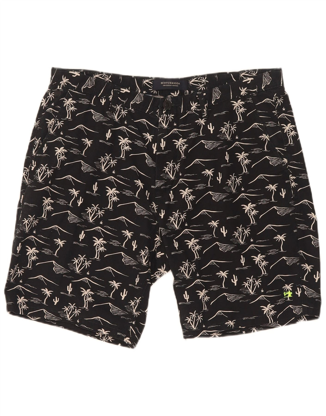 Męskie spodenki chino Scotch & Soda w abstrakcyjny wzór W32 Średni czarny hawajski