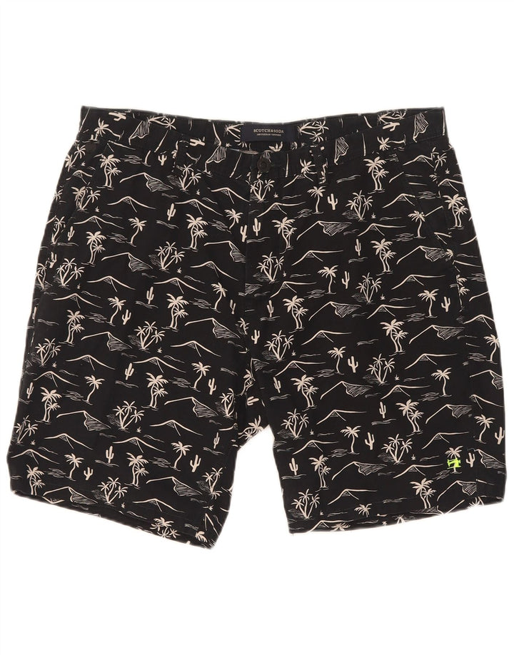Męskie spodenki chino Scotch & Soda w abstrakcyjny wzór W32 Średni czarny hawajski