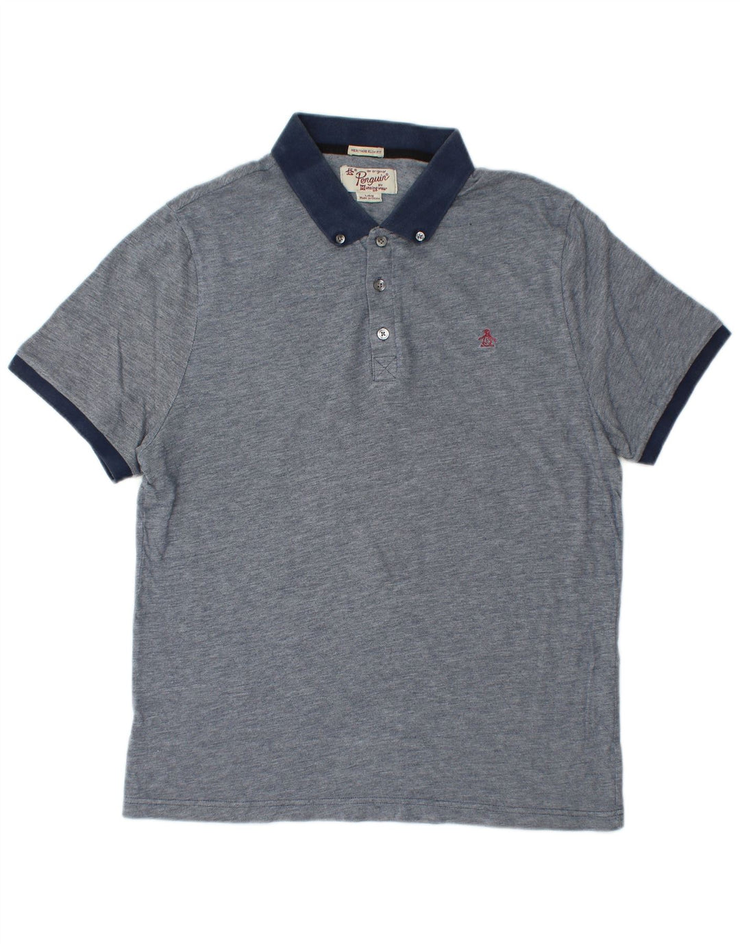 Męska koszulka polo PENGUIN Heritage Slim Fit, duża, granatowa
