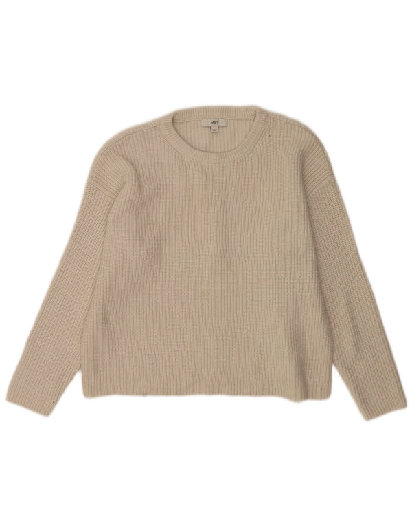 Marks & Spencer Damski sweter z okrągłym dekoltem, UK 16, duży w kolorze złamanej bieli