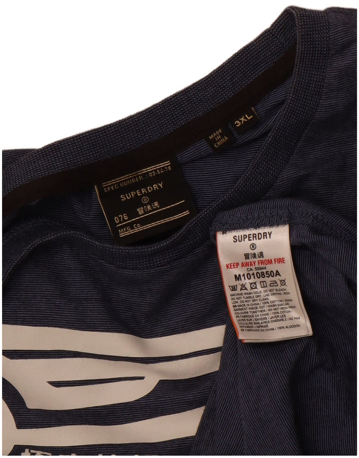Męski T-shirt Superdry z grafiką, 3XL, bawełniany, granatowy w prążki
