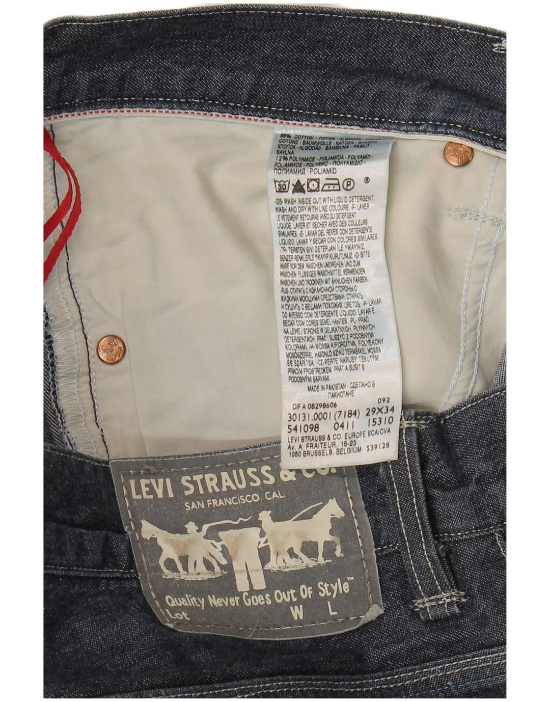 Męskie proste dżinsy Levi's W29 L34 Granatowa bawełna