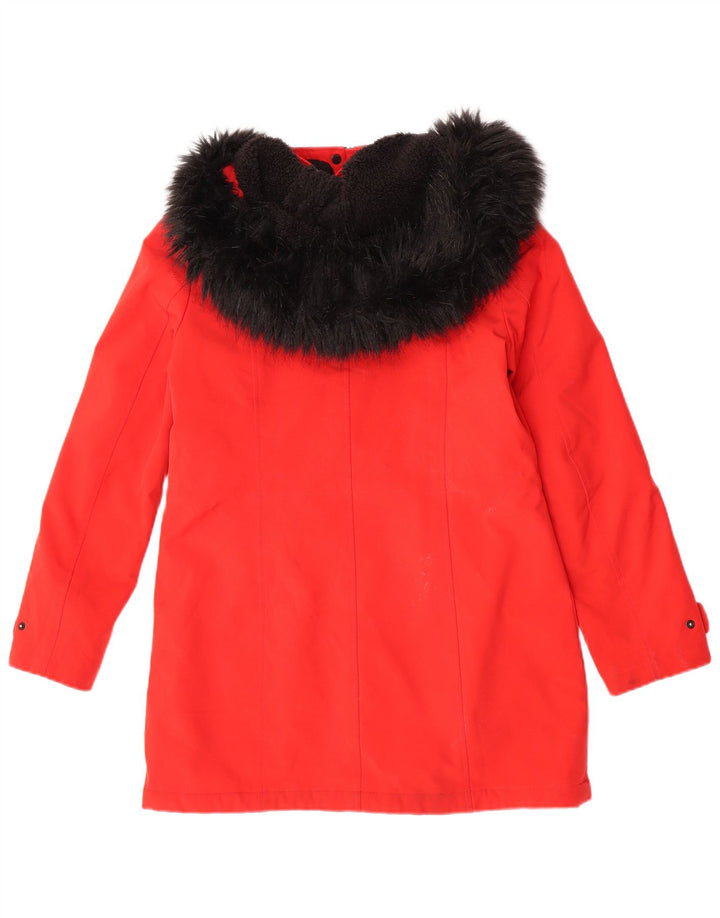 Damska kurtka parka z kapturem Calvin Klein UK 10, mała, czerwona, poliester