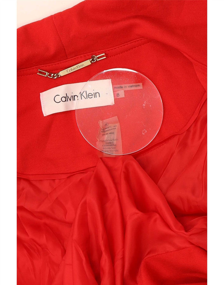 Damska marynarka Calvin Klein z rękawami 3/4 i otwartymi, US 8, średni czerwony poliester