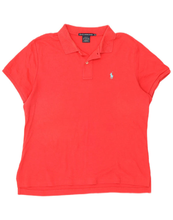 Damska koszulka polo Ralph Lauren Slim Fit UK 18 XL, czerwona bawełna