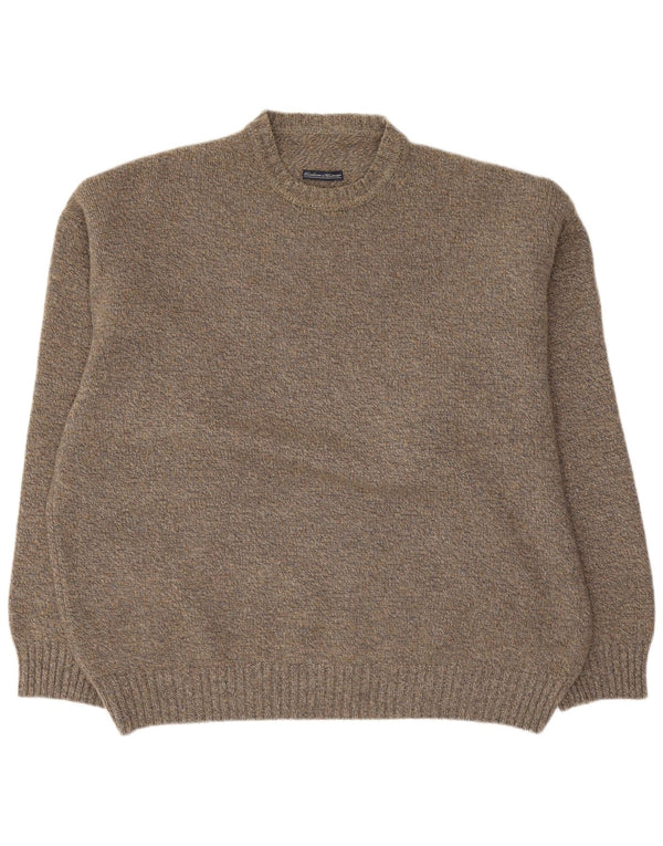 Vintage męski sweter z okrągłym dekoltem IT 54 XL, szary, nakrapiany kaszmir
