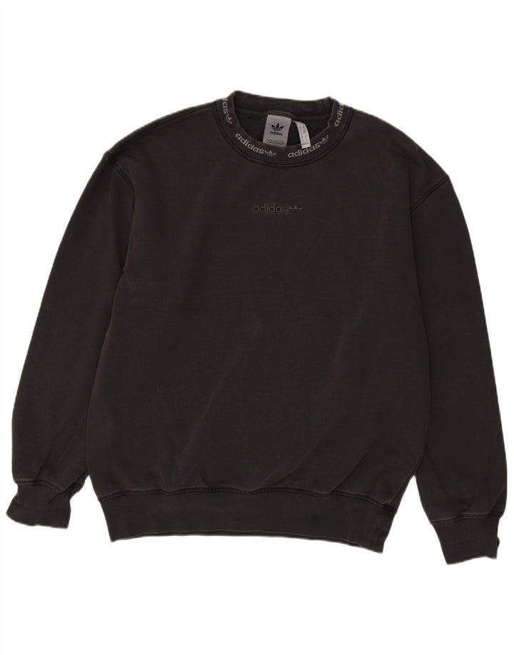 Męska bluza ADIDAS z graficznym luźnym krojem, średnioszara, bawełniana