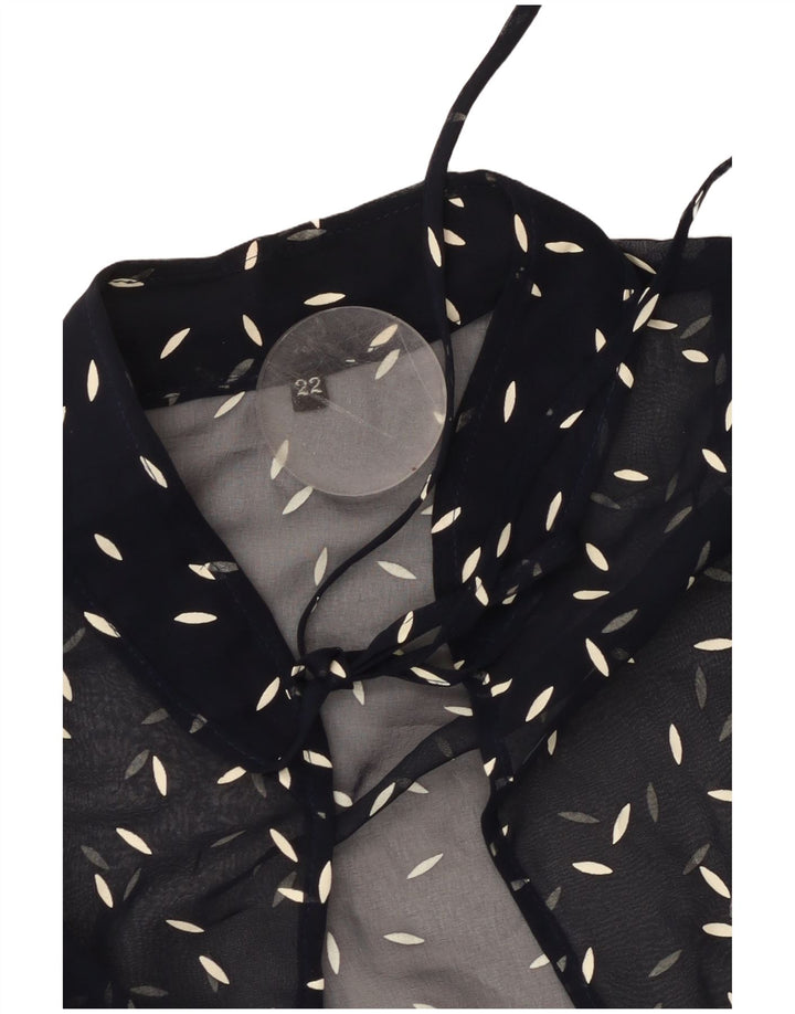 Damska bluzka koszulowa VINTAGE w abstrakcyjny wzór UK 22 3XL Granatowa