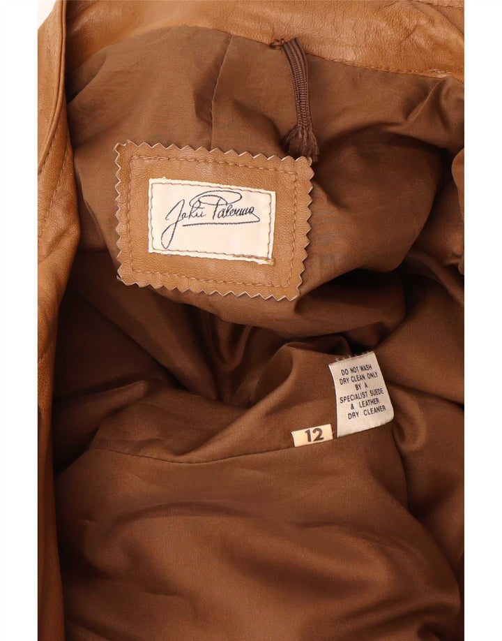 Vintage damska kurtka skórzana oversize UK 12 średni beż
