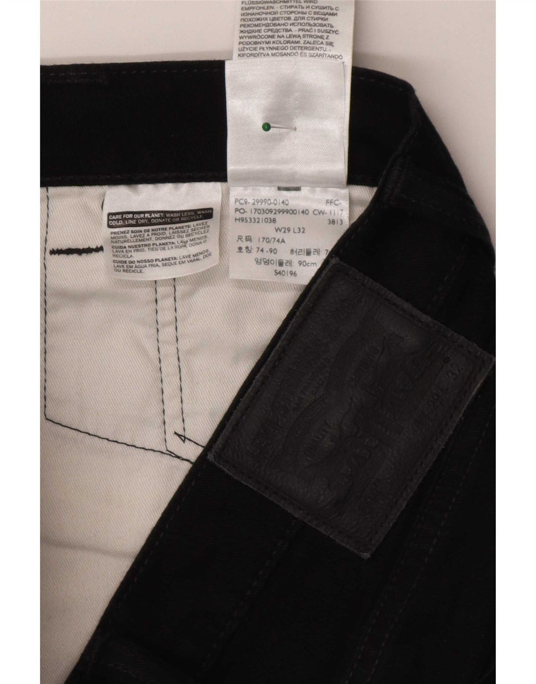 Damskie dżinsy Levi's 504 Straight W29 L32 Czarna bawełna