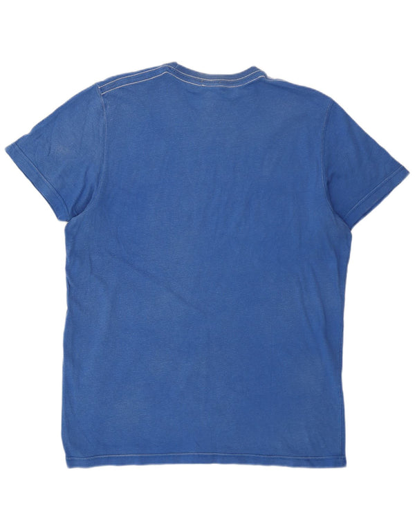 Męski T-shirt z grafiką Abercrombie & Fitch, XL, niebieski, bawełniany