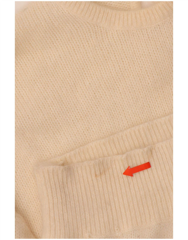 Sweter damski VINTAGE z okrągłym dekoltem UK 14, średni złamanej bieli