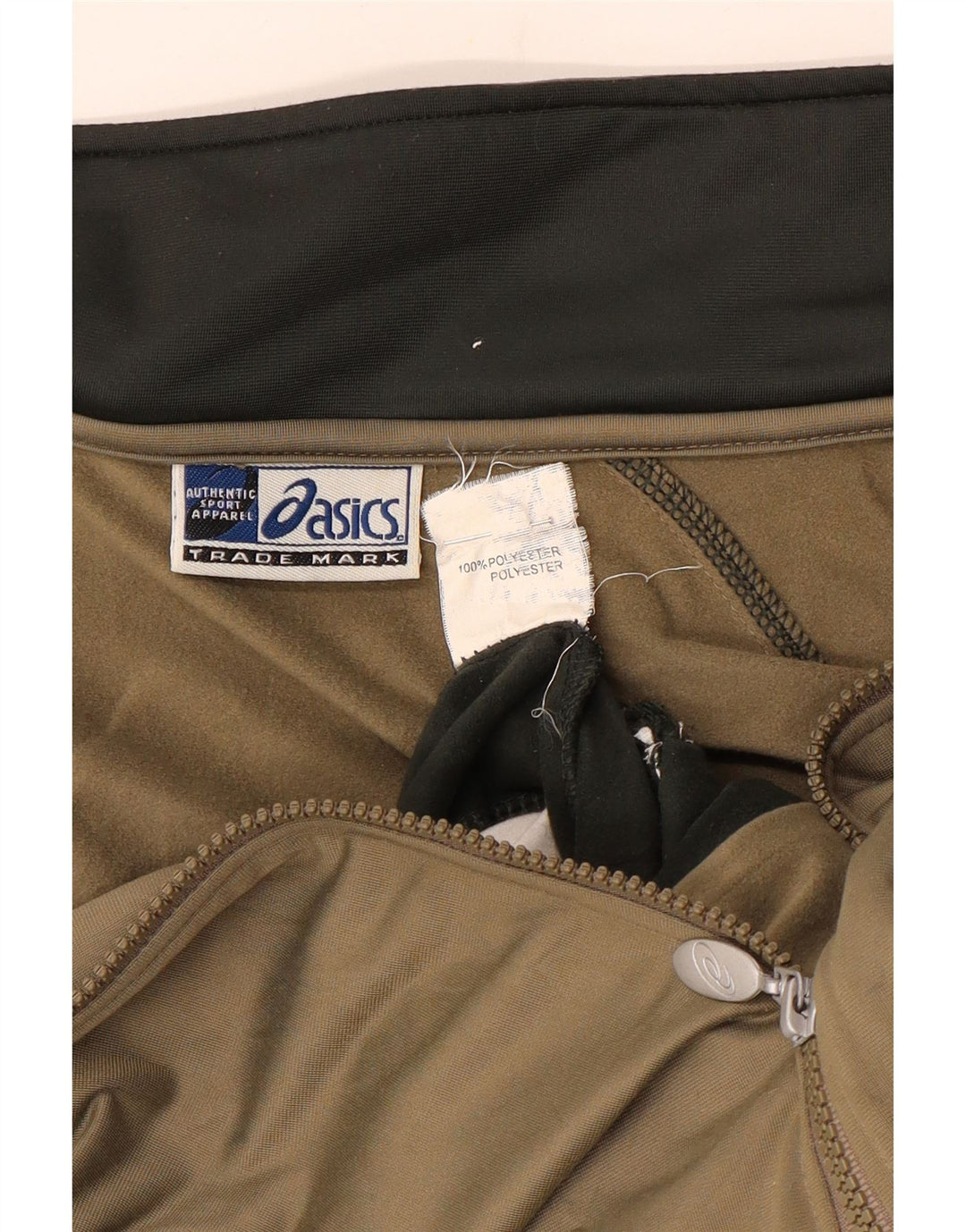 Męska kurtka dresowa Asics, średnia, khaki, poliester z blokami kolorów