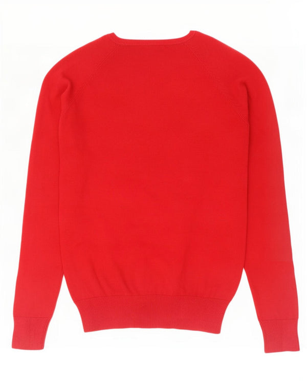 Sweter damski Zara z dekoltem w kształcie litery V, UK 12, średni czerwony