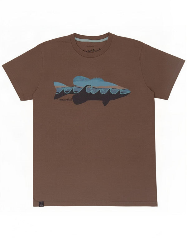 Męska koszulka z grafiką Weird Fish Top Medium Brown Cotton