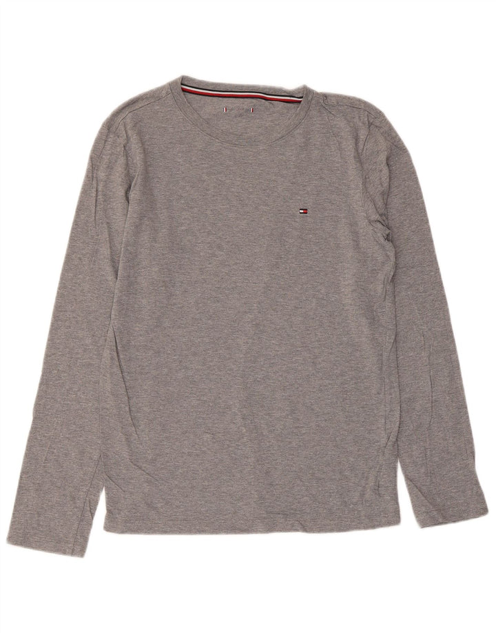 Top chłopięcy Tommy Hilfiger z długim rękawem 12-13 lat, szara bawełna