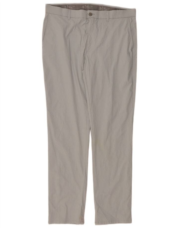 Męskie spodnie typu slim chino Penguin W36 L34 Szary nylon