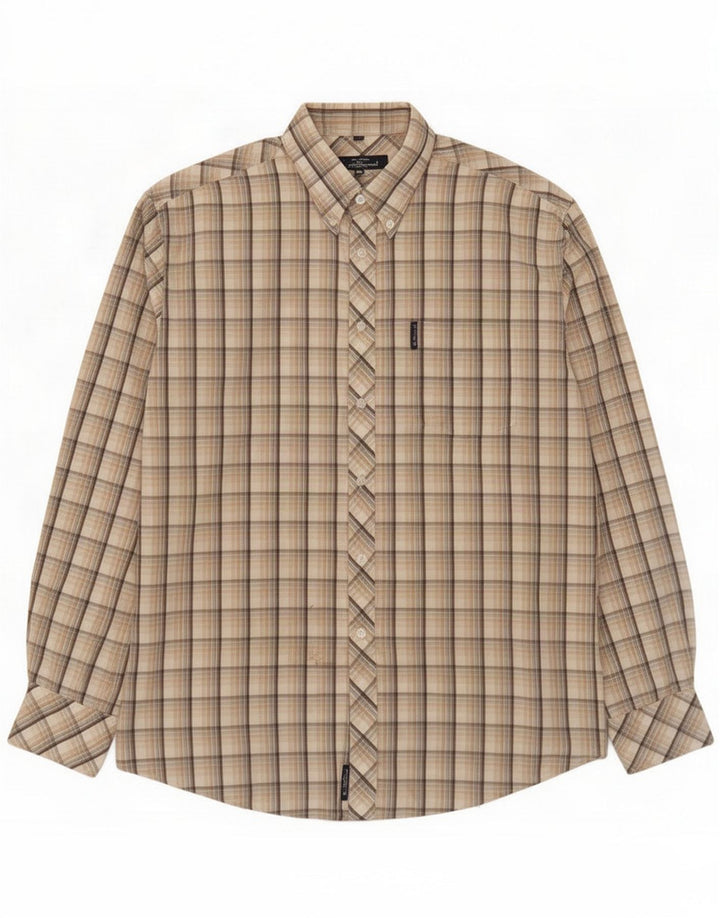 Ben Sherman Koszula męska duża beżowa krata bawełniana